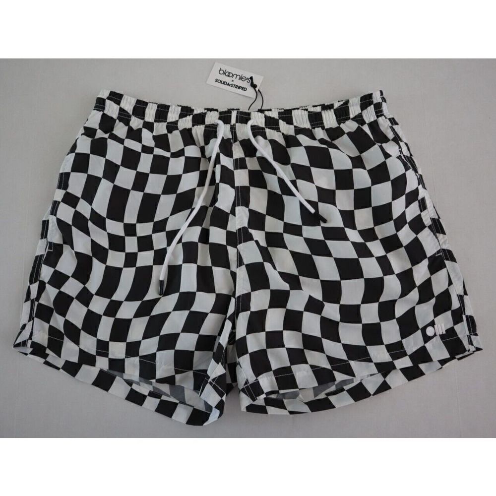 Bloomie's x Solid & Striped Men's Sz L Wavy Check Blackout Swim Trunks $125